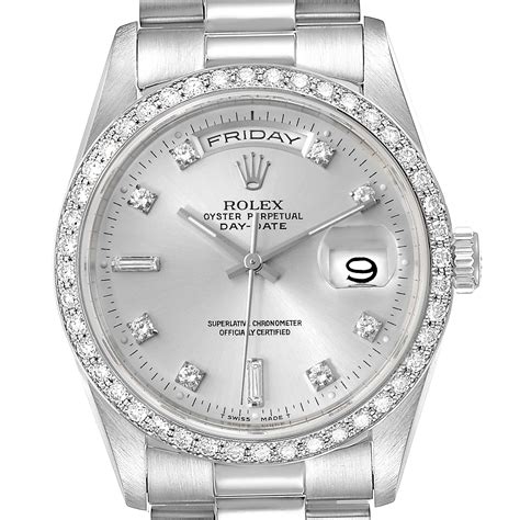 silver diamond rolex presidential|presidential rolex with diamonds price.